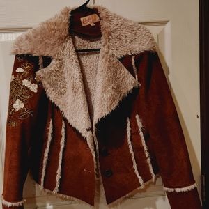 Suede fur lined coat/blazer